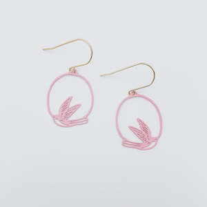 Denz: Mini Swallow Dangle Earrings in Pink