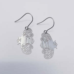 Denz: Mini Bee Dangles in Silver