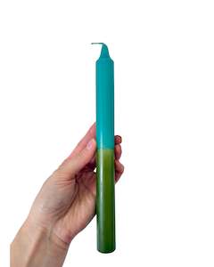 Turquoise / Olive Two-Toned Candle - 240mm