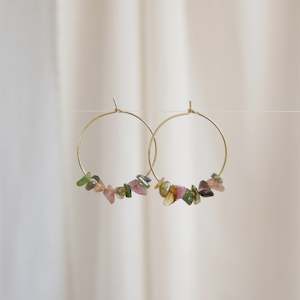 Goodheart Gold Hoop Earrings - Tourmaline