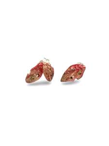 Pohutukawa Leaf Studs - hand painted by Lily Griffin - INC exclusive