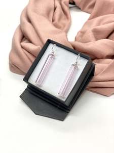 Glass Cylinder & Sterling Silver Earrings - Soft Pink