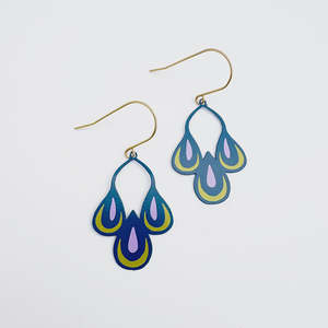 Midi Spring Shape Earrings #1 in Navy / Pink / Yellow