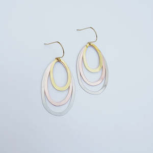 Midi Triple Oval Earrings in Mixed Metals