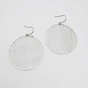 Line Disc Earrings in Silver