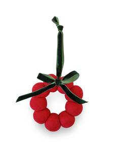 Bow Wreath - NZ Felted Wool - Red / Green