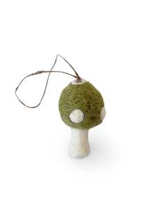 Felted Christmas Mushroom Ornament - Sage
