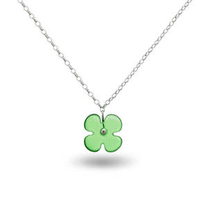 Necklaces: Hydrangea Flower Necklace - Green Glass