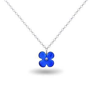 Necklaces: Hydrangea Flower Necklace - Dark Blue Glass