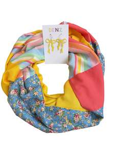 Scarves: Infinity Scarf - Bright Colourful Rainbow / Yellow