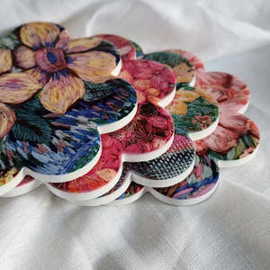Fleur Woods Art: Set of 4 Coasters - 'Meadow' Print by Fleur Woods Art