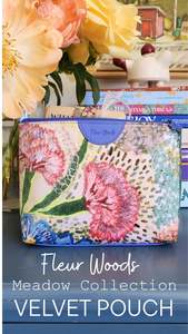 Fleur Woods Art: 'Meadow' Velvet Pouch by Fleur Woods - Medium