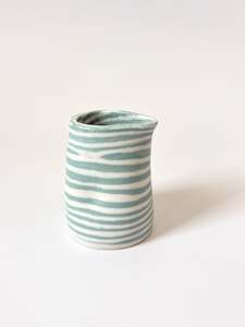 Mystery Creek Ceramics: Ceramic Nerikomi Pourer - Small - Turquoise Stripe