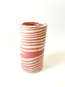 Ceramic Nerikomi Skinny Vase - Small - Pink Stripe