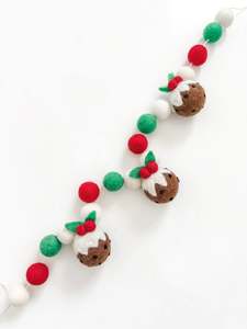 Felted Christmas Pudding Garland