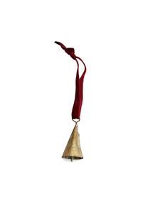 Store17: Brass Bell with Velvet Cord - Red