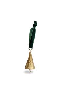 Brass Bell with Velvet Cord - Green