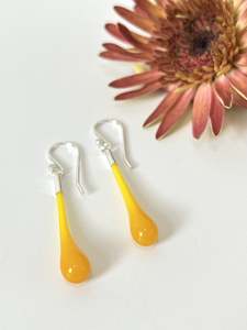Glass Teardrop Earrings - Kowhai