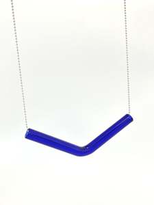 Wearing Glass: Glass Angle Necklace - Cobalt Blue
