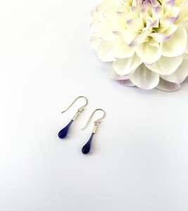 Wearing Glass: Glass Teardrop Earrings - Violet