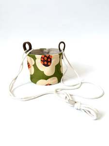 Homewares: Hanging Canvas Planter - Olive Green Flowers