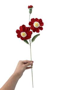 Homewares: Crocheted Zinnia - Red with White Centre