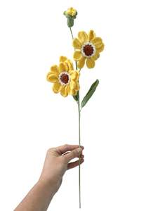 Homewares: Crocheted Zinnia - Yellow with White Centre