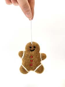 Kids: Felt Gingerbread Man Decoration with Buttons