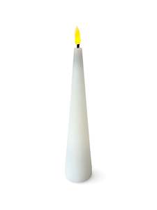 Stellar Haus: LED Cone Candle in White - Battery operated LED, 25cm