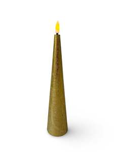 Lighting: Cone Candle in Gold - Battery operated LED, 25cm