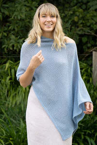 Cotton Merino Mesh Poncho / Sky Blue