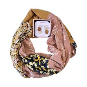 Infinity Scarf - Dusky Pink and mustard / Mustard