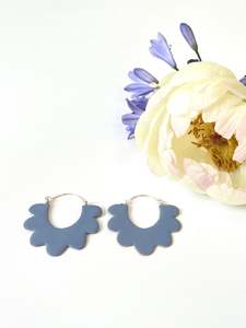 Ruffle Hoop Earrings - Pigeon Blue