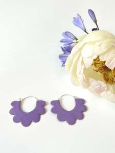 Lovefool Jewellery: Ruffle Hoop Earrings - Violet