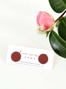 Dot Stud Earrings - Dark Red