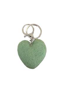 Soft Green Heart Felted Wool Keyring/Clip