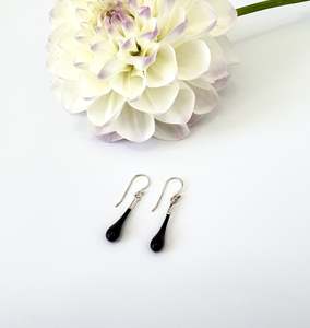 Wearing Glass: Glass Teardrop Earrings - Black