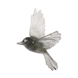 Glassware: Fernbird / Mātātā - Grey - Glass artwork by Luke Jacomb