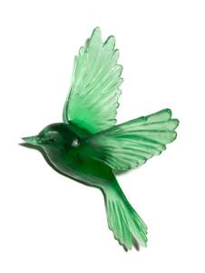 Glassware: Fernbird / Mātātā - Emerald - Glass artwork by Luke Jacomb