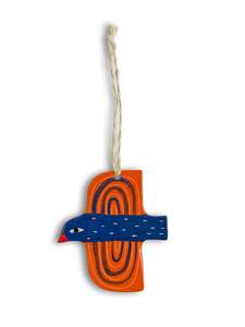 Ceramics: Dark Blue, Orange & Arch Ceramic Bird Decoration by Studio Soph