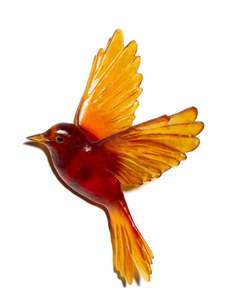 Art: Fernbird / Mātātā - Dark Orange Red - Glass artwork by Luke Jacomb