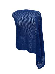 Cotton Merino Mesh Poncho / Cobalt Blue