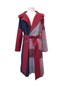 One-Off "Niki" Coat - Burgundy / Navy