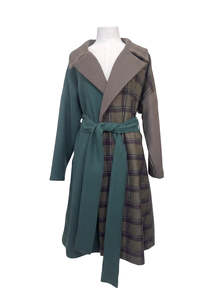 Clothing: One-Off "Niki" Coat - Khaki Check / Petrol