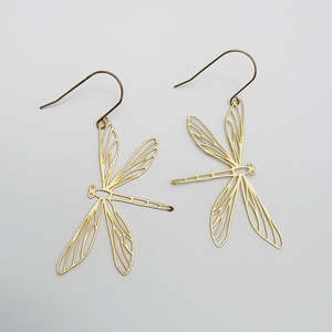 Dragonfly Earrings in Gold