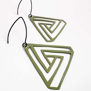 Impossible Triangle Earrings in Sage Green