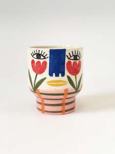 Ceramic Goblet by Studio Soph - Red Tulip Face