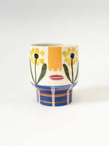Ceramic Goblet by Studio Soph - Yellow Flower Eyes