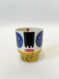 Ceramic Goblet by Studio Soph - Face with Mustard Base