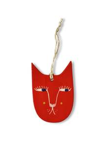 Products: Cat Face Red - Ceramic Decoration by Studio Soph